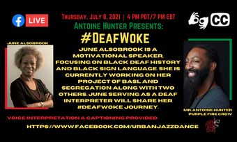 event poster for deaf woke with June Alsobrook.