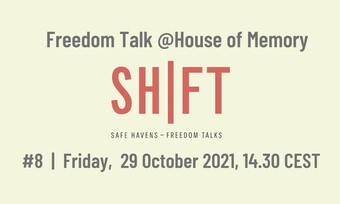 event poster for shift freedom talk.