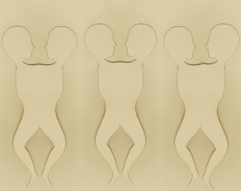 an abstract repeating illustration of two intertwined bodies. 