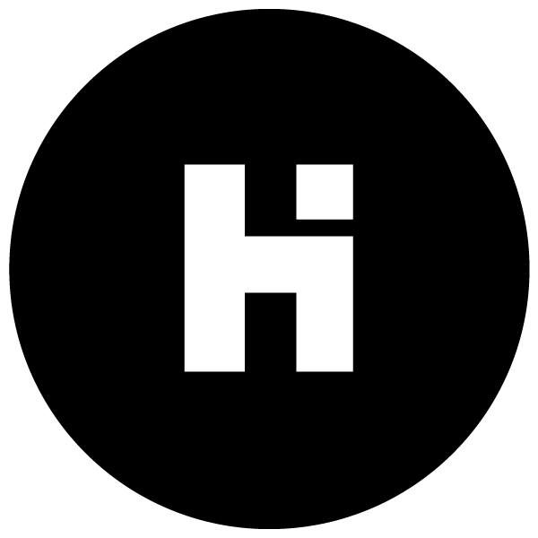 black circle with white H