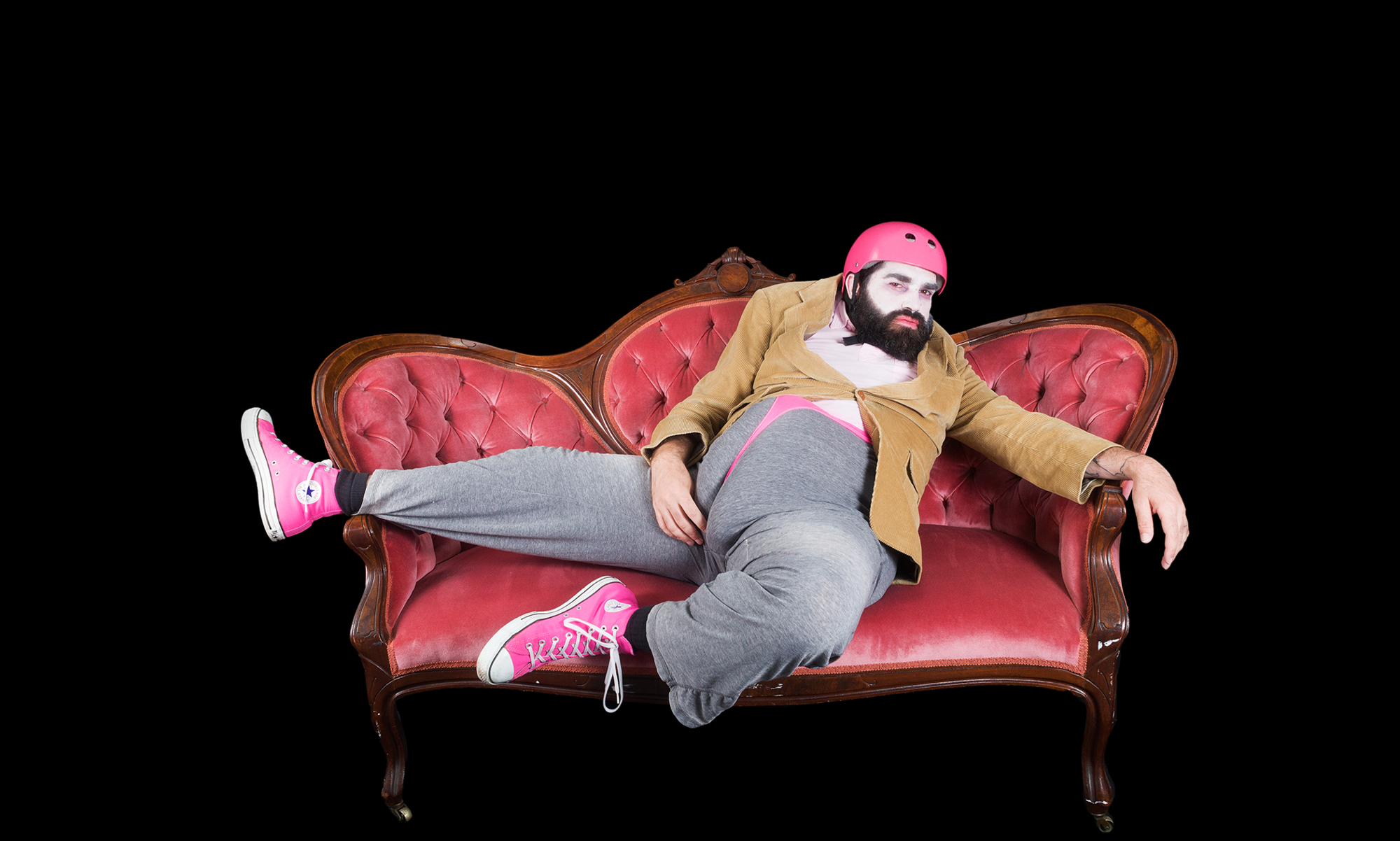 a person lounging on a couch