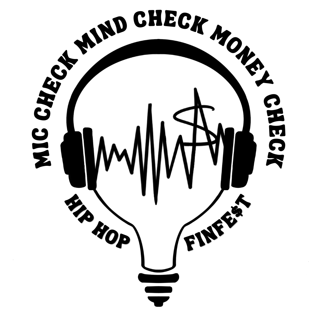 a lightbulb with over ear headphones and text hip hop fin fest mic check mind check money check.