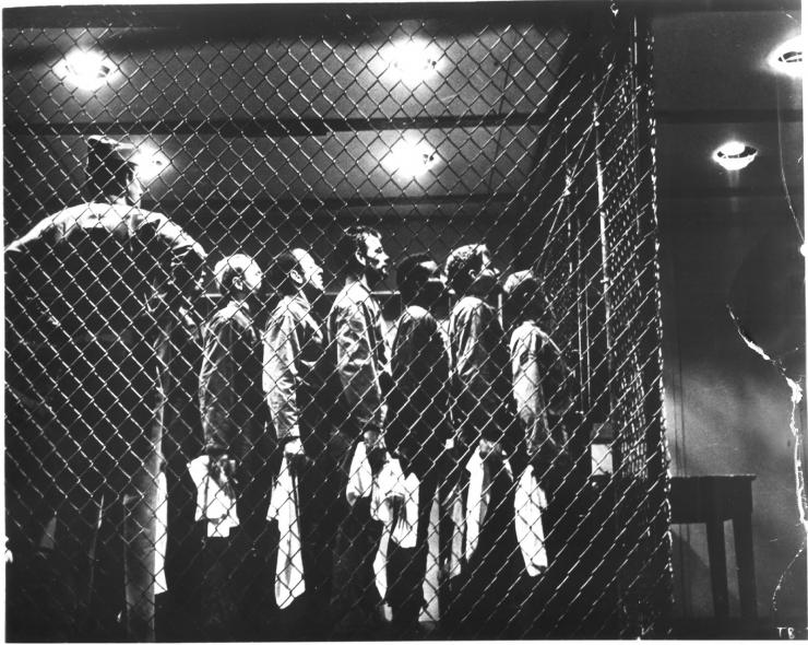 vintage photo, actors in a cage