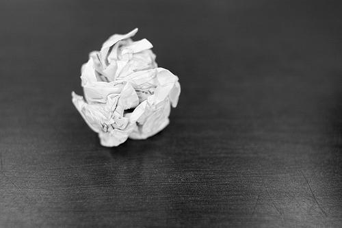 a crumpled piece of paper 