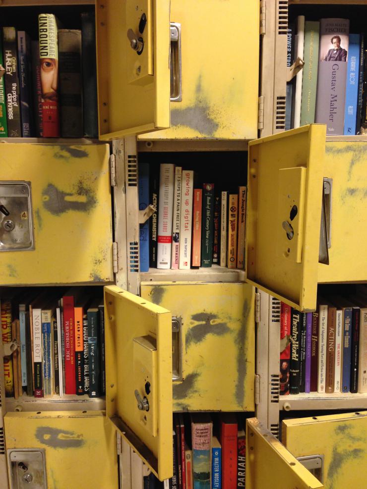 a locker with books 