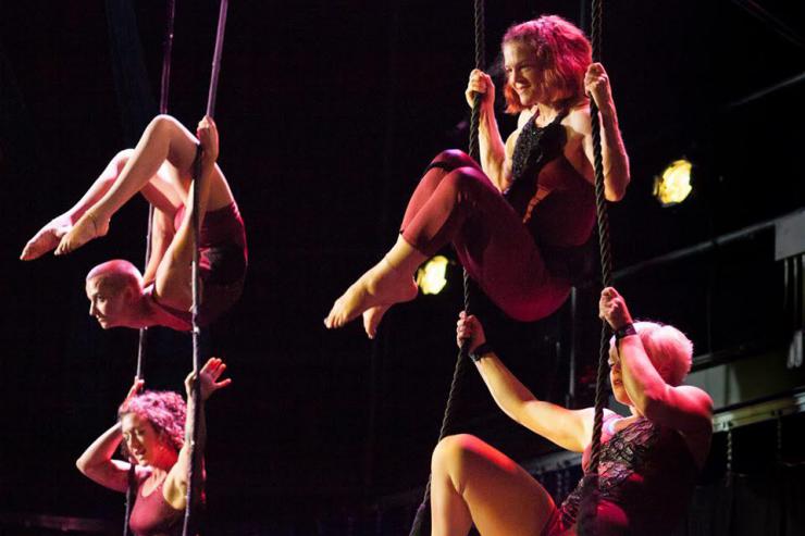 Acrobats in a trapeze