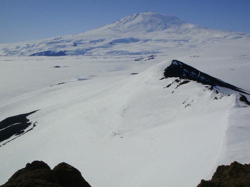 Snow covered mountains in Antarctica.