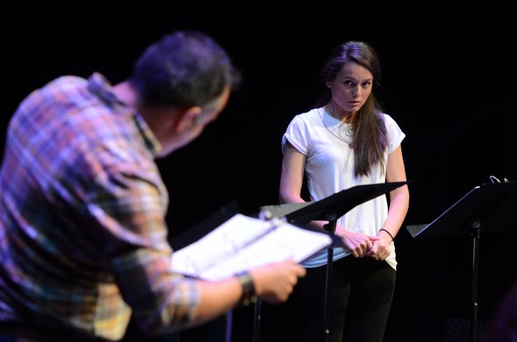 two actors at a staged reading