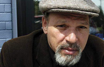 A portrait of playwright August Wilson.