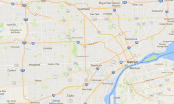 A Google Maps view of Detroit.