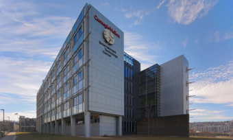 A large office building with a sign that says Carnegie Mellon Entertainment Technology Center.