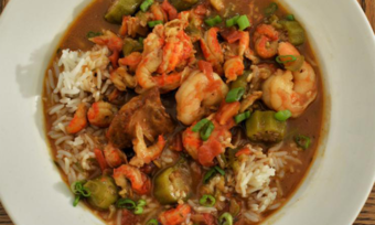 A bowl of gumbo.