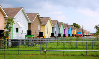 A row of colorful buildings in New Orleans named Rainbow Row.