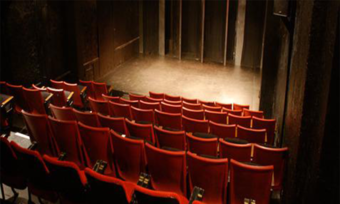 Several rows of seats in a theater.
