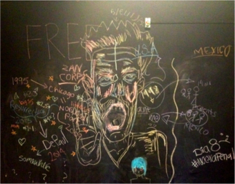 A chalkboard drawing.