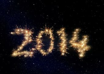 2014 Spelled out in lights.