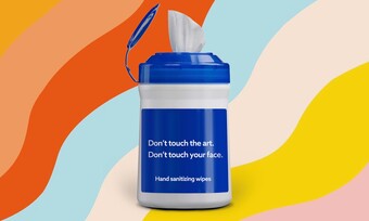 image of cleaning wipes with the word "Don't Touch The Art"
