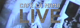 blue digital background with text cafe la mama live