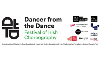 Dancer fro the Dance Festival logo and partner's logos.    