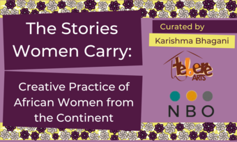 purple and yellow event poster for the stories women carry.