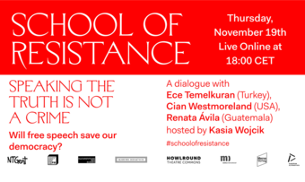 school of resistance event banner. 