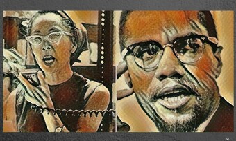 illustrations of freedom fighters yuri and malcolm x.