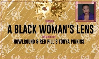 event poster for through a black woman's lens with tonya pinkins.