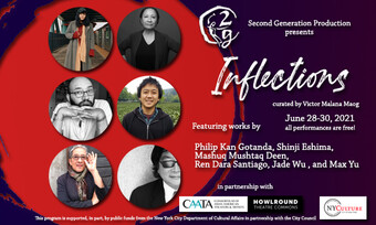event poster with artist headshots and text for inflections.