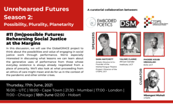 event poster with text for unrehearsed futures episode eleven.