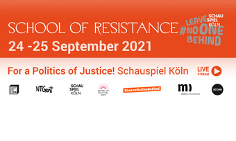 event poster for school of resistance for a politics of justice.