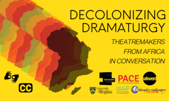 yellow decolonizing dramaturgy series poster.