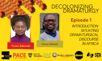 event poster for decolonizing dramaturgy: Situating Dramaturgical Discourse in Africa.