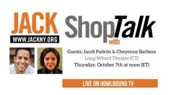 live event poster for shop talk with jacob padron and cheyenne barboza.