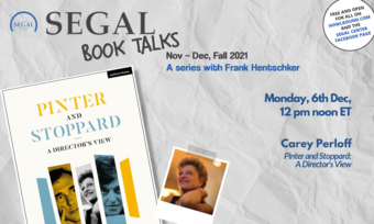 event poster for segal talks with carey perloff.