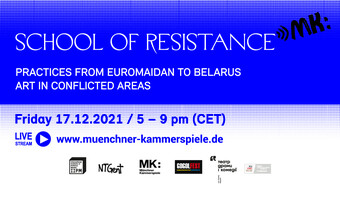 event poster for school of resistance: Art in conflicted areas.