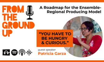 A photo of Patricia Garza on a graphic for From the Ground Up.