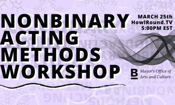 lavender event poster for nonbinary acting methods workshop.