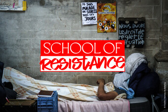 event poster for school of resistance right to regularisation.