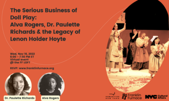 event poster for the serious business of dolls play.