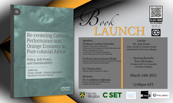 event poster for Re-Centering Cultural Performance and Orange Economy Book Launch.