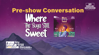 Event poster for a pre show conversation about where the suga still sweet.