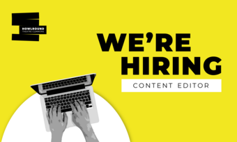 Promotional graphic with text that reads "We're hiring" and "Content editor."