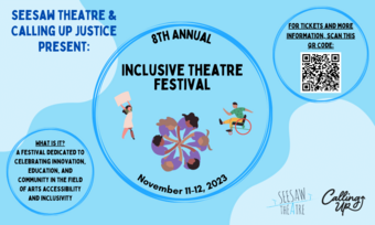 Inclusive theatre festival event poster.
