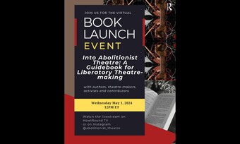 Poster image for the Abolitionist Theatre Book Launch event.