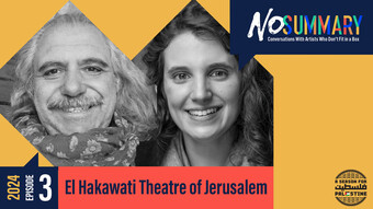 event poster for no summary with el hakawati theatre of jerusalem.