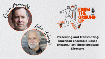A promotional graphic for from the ground up featuring orange lettering on a white background.