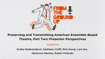 A promotional graphic for the From The Ground Up Podcast featuring orange lettering.