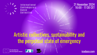 event poster for Artistic collectives, sustainability and the perpetual state of emergency.
