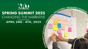 event poster for A R T new york's spring summit 2025 changing the narrative.