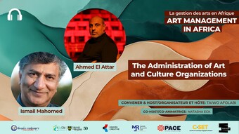 event poster for art management in Africa: session the administration of Art and culture organizations.